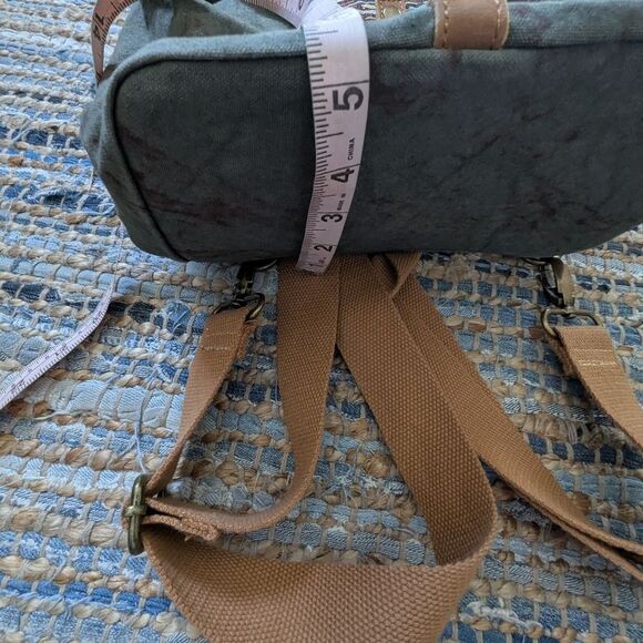 Backpack Tribal Aztec Olive Green Stripes Canvas Bag Festival Purse Boho Gremlin - Picture 6 of 8